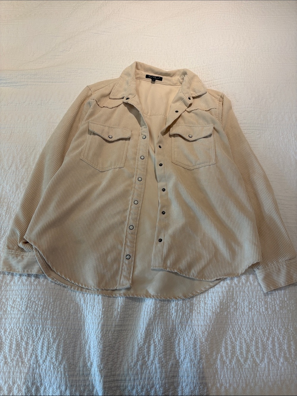 Velvet Heart Cream Ribbed-Collar Button Shirt